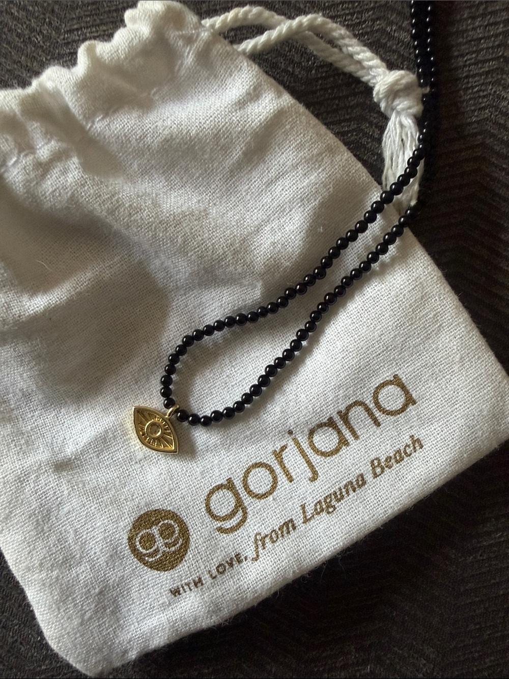 Gorjana Gold Evil Eye Pendant with Black Beads